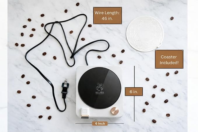 Coffee Mug Warmer for Desk, 40W Electric Cup Warmer with Digital Display, 9 Temp Settings, 1–12H Timer & Auto On/Off, LED Display Candle & Beverage Warmer Plate.