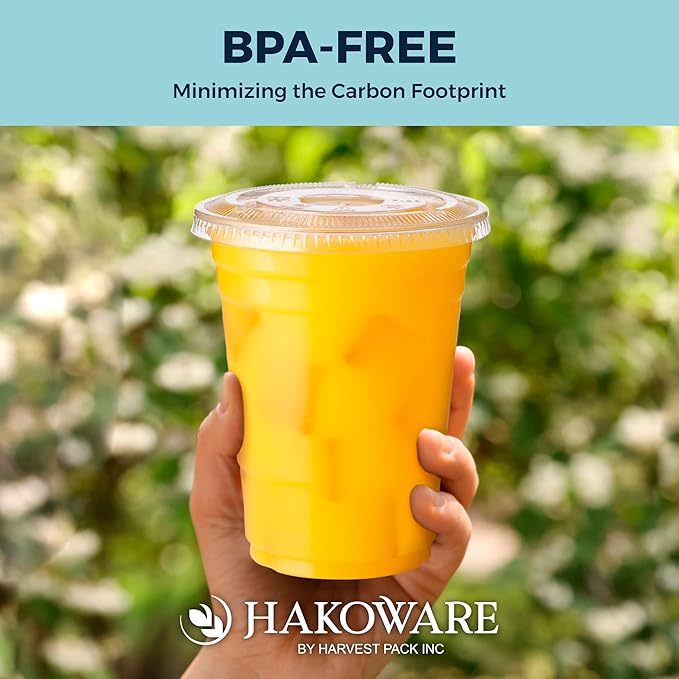[1000 SET]Harvest Pack 16 oz Iced Coffee Cup, Ultra Clear Plastic Cold Cups with Flat Lids, Disposable Wedding Party Drinking Cups Tumblers, Iced Coffee Beer Juice Cold Beverage