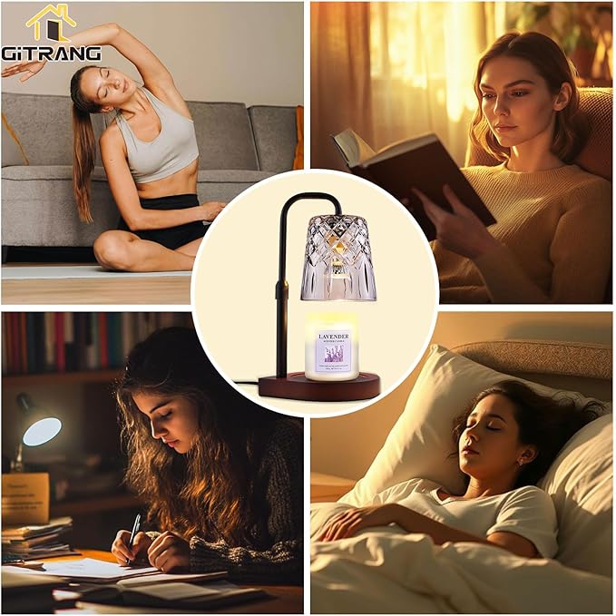 Candle Warming Lamp with Timer Dimmer,House Warming Gifts New Home Decor, Birthday Gifts for Women Mom,Height Adjustable Wax Melts Warmer for Jar Candles with 3 Bulbs，Personalized Gifts Decor Lamp