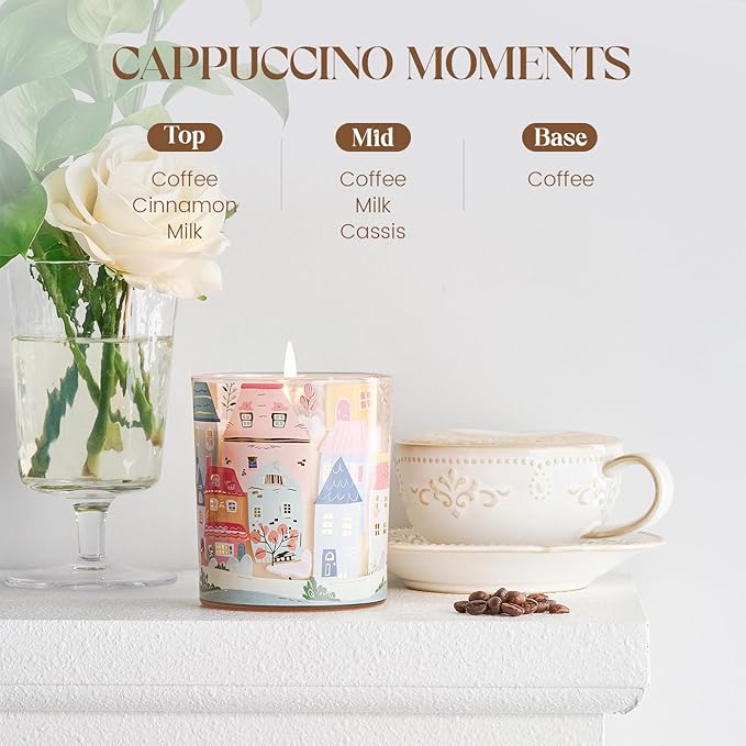 M&SENSE Cappuccino Coffee Candles for Home Scented - 10.2 oz Soy Wax Candles Non Toxic 60 Hours Long Burning Unique Candles Housewarming Gifts for Stress Relief, Meditation, Calm, Yoga