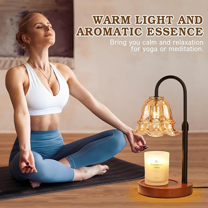 Funistree Candle Warmer Lamp with Timer & Dimmer, Adjustable Height Mothers Day Birthday Gifts for Women Mom, Flower Candle Lamp Warmer, Wax Warmer with 2 Bulbs, House Warming New House Decorations