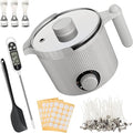 venpow Candle Wax Melter with Pour Spout, Candle Making Kit for Adult Beginners, for Candle Making, Set Includes Wax Melting Pot, Stirring Spoon, Thermometer, Wick, Sticker and Centering Device - Grey