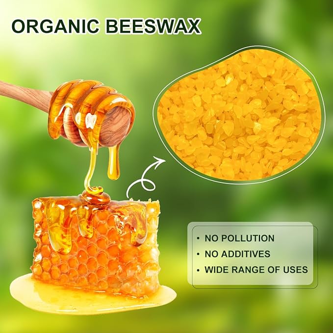 Beeswax Pellets, 2lb Yellow Organic Natural Beeswax Pastilles Pure Bulk Bees Wax Pellets for DIY Beewax Making Candles Skin