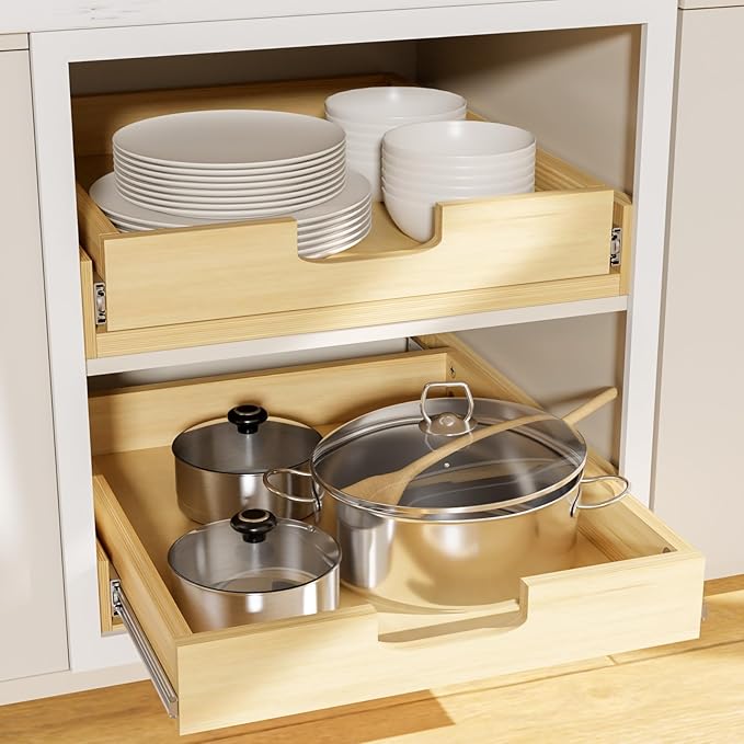 Pullout Cabinet Organizer, 23''W×21''D×3''H Slide Out Shelves for Kitchen Cabinets, Pull out Drawers for Kitchen Cabinets, Pantry, Bathroom, & Storage Organization