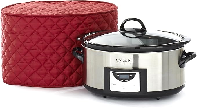 Covermates Keepsakes Slow Cooker Cover – Quilted Electric Appliance Protector for Kitchen Counter Storage – Dust & Stain Resistant – Washable Slip-On Design, Red