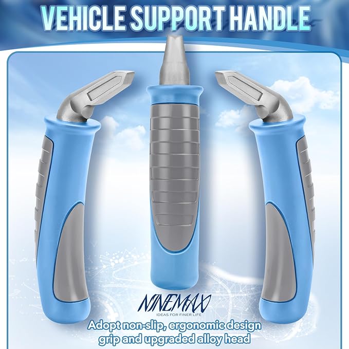 NINEMAX Car Door Handle for Elderly Car Handle Assist Support, Auto Grab Handles, Portable Car Door Cane for Seniors, Handicap (Black, Light Blue 1 pc)