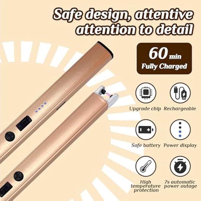 Electric Lighter, Pulse Ignition, Battery Level Display, Safety Switch, Type-C Charging, Suitable for Candles and Gas Stoves.(Red)