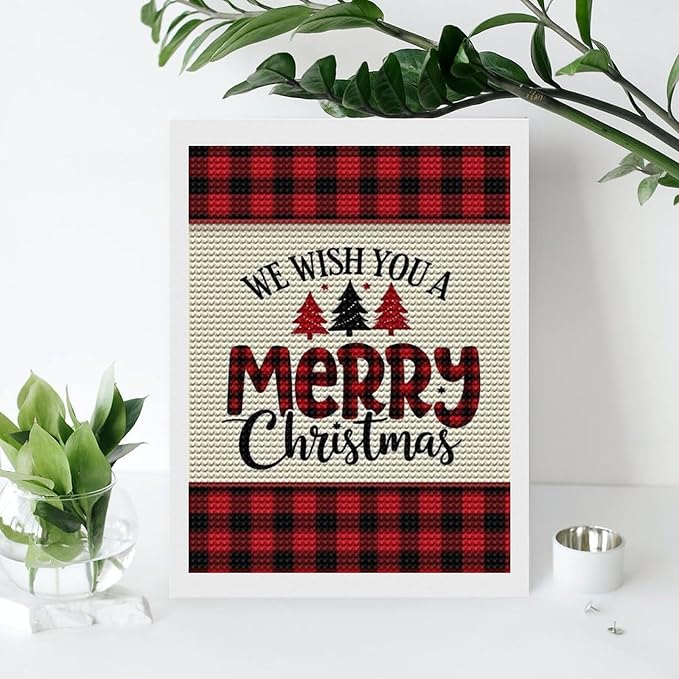 AIVKIEJK Diamond Painting Kits for Adults - Merry Christmas Welcome Painting DIY 5D Full Drill Diamond Dots Paintings with Diamonds Gem Art and Crafts Home Decor 12"x16"