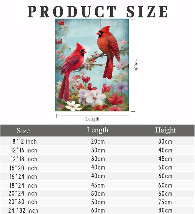 GUAIEUW Red Bird Bouquet Diamond Painting Kit for Adults, Full Round Diamond Cardinal Bird 5D Diamond Painting DIY Art Crafts for Winter Home Wall Decor Holiday Gift 16x24 Inch