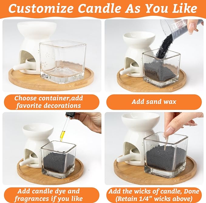 Sukh Candle Sand Wax with Wicks and Wick Tabs- 450g DIY Black Pearled Candle Wax, Refillable Pearled Sand Candles with Wicks, for Making Candles for Halloween, Party