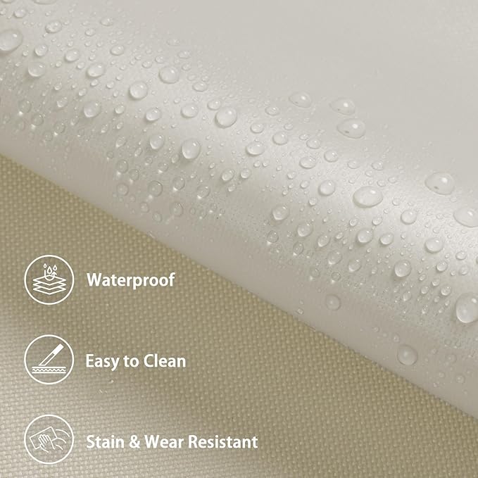 Waterproof Marine Canvas Fabric by The Yard 58" W 600D PVC Backing Water-Resistant Polyester Fabric Upholstery Material for Outdoor Indoor Marine Awning Tent Boat Furniture Cover DIY, 15 Yards Beige