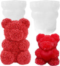 2-Pack 3D Rose Bear Candle Molds, Valentine's Day Silicone Molds, DIY Paint Your Own Heart Bear or Rose Bear Candle, Home Gifts Making Wax Ceramic Clay Mother’s Day Gift Birthday Gift