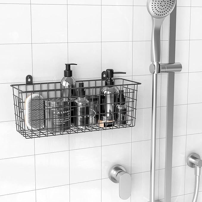 MaraFansie Extra Large Hanging Wall Basket 4-Pack Wall Mounted Wire Basket Cabinet Storage Bin Organizer Wall Shelves Farmhouse Decor for Home Kitchen Bathroom, Black
