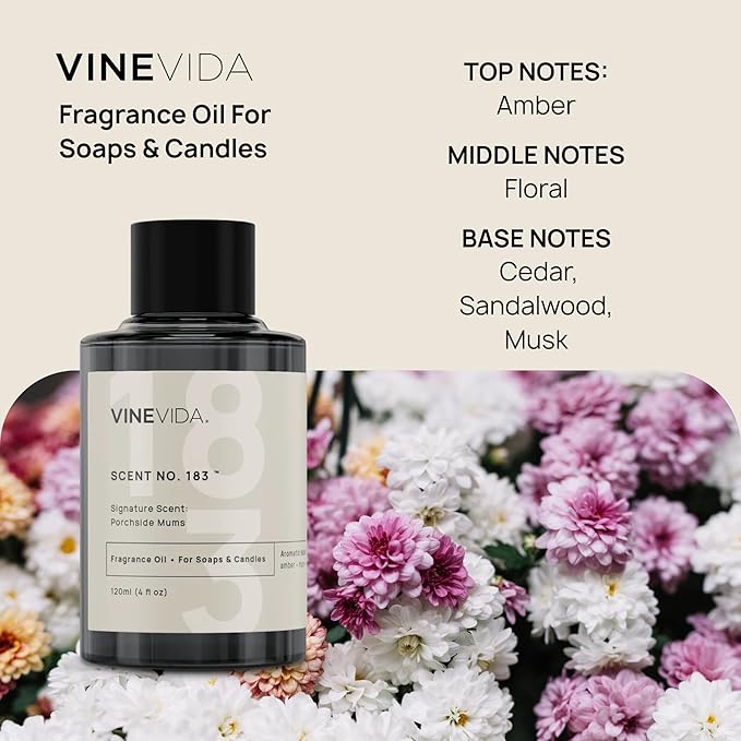 VINEVIDA [4oz] Porchside Mums; Fragrance Oil for Candle Making and Soap Making - Premium Candle Scents for Soy Candles