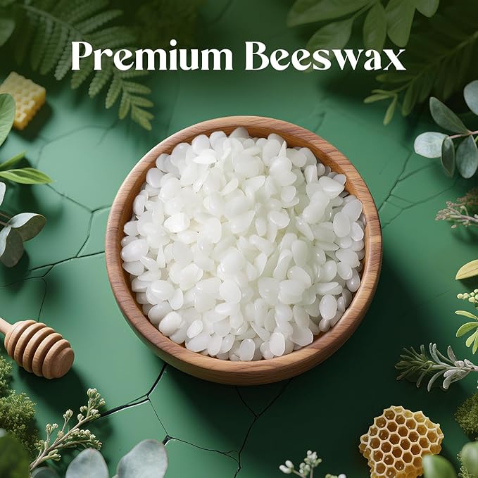 NORVENCE Beeswax Pellets 10LB, Pure & Natural White Beeswax for Candle Making, DIY Skin Care, Lip Balm, Soap, Lotion, Creams & Wood Polishing – 10LB
