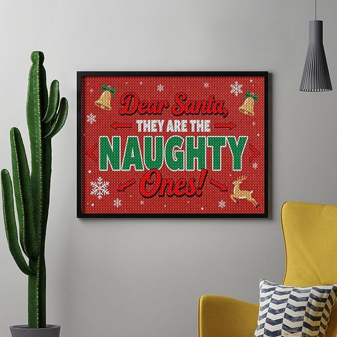 AIVKIEJK Diamond Painting Kits for Adults - Christmas Dear Santa, They are The Naughty Ones Painting DIY 5D Full Drill Diamond Dots Paintings with Diamonds Gem Art and Crafts Home Decor 12"x16"