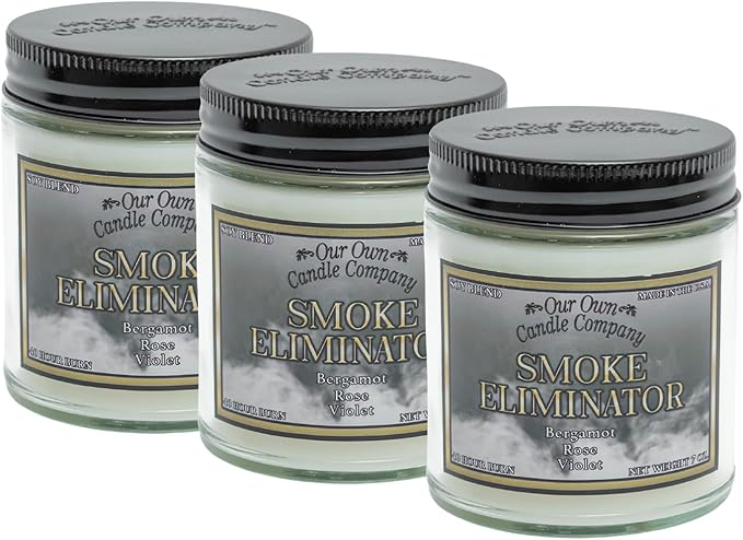 Our Own Candle Company, Smoke Eliminator Scented Mason Jar Candles, 40 Hour Burn Time, 7 Ounces (3 Pack)
