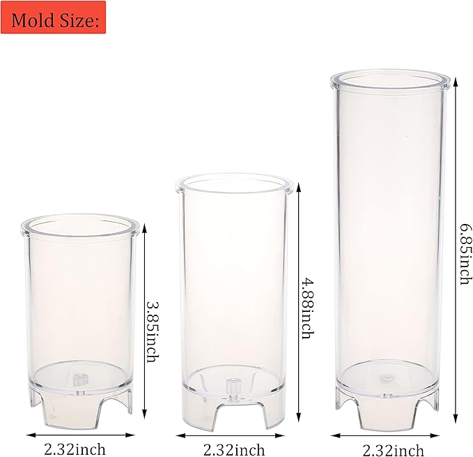 MILIVIXAY 3PCS Pillar Candle Molds - Plastic Cylinder Candle Mold Set for Candle Making-Candle Making Molds with Candle Wicks Kit.