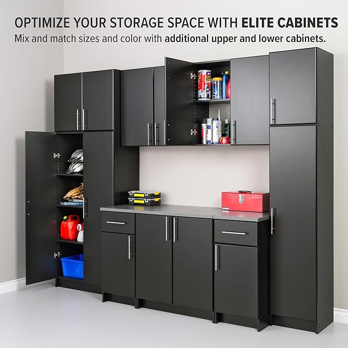 Prepac Elite 16" Stackable Wall Cabinet in Black