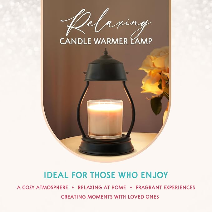Candle Warmer Lamp Enhances Home Ambiance - Includes 2H/4H/8H Timer And 2 Bulbs - Perfect Lantern for Scented Candles, Wax Melts, Essential Oils - Dimmable Top Down Melter With No Flame, Soot Or Smoke