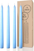 CANDWAX Light Blue 12 inch Taper Candles Set of 4 - Unscented Smokeless Dripless Tapers for Dinner Table, Home Decor, Easter Decor, Party, Wedding and Ordinary Dinners - Spring Candles