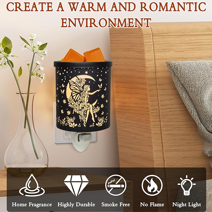 Plug in Wax Warmer Candle Wax Warmer for Scented Wax melt Warmer Electric Wax Burner Fragrance Oil Candle Warmer Office Bedroom Gift & Home Decor(Flower Fairy)