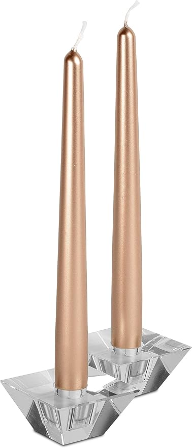 Hyoola 12 Pack Tall Metallic Taper Candles - 10 Inch Copper Metallic, Dripless, Unscented Dinner Candle - Paraffin Wax with Cotton Wicks