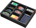 Wooden Desk Drawer Organizer, 9-Slot Office Organization and Storage Box, Adjustable Natural Wood Desktop Tray for Pens, Sticky Notes, and Small Accessories, Aesthetic Home Office Decor (12 x 9 In)