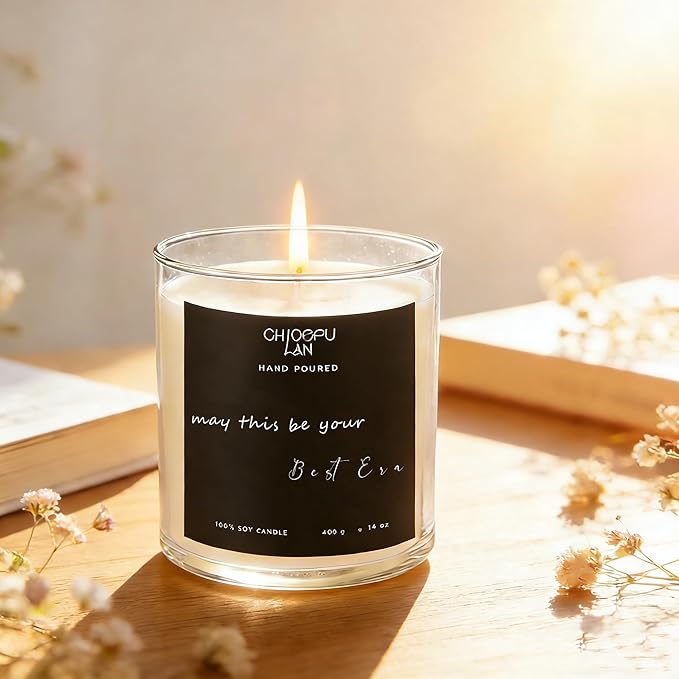 Chloefu LAN Inspirational Motivational Candles, May This Be Your Best Era, Gardenia Candle for Home Decor, Housewarming & Celebration Gifts, Self-Care & Milestone Gifts, Highly Scented