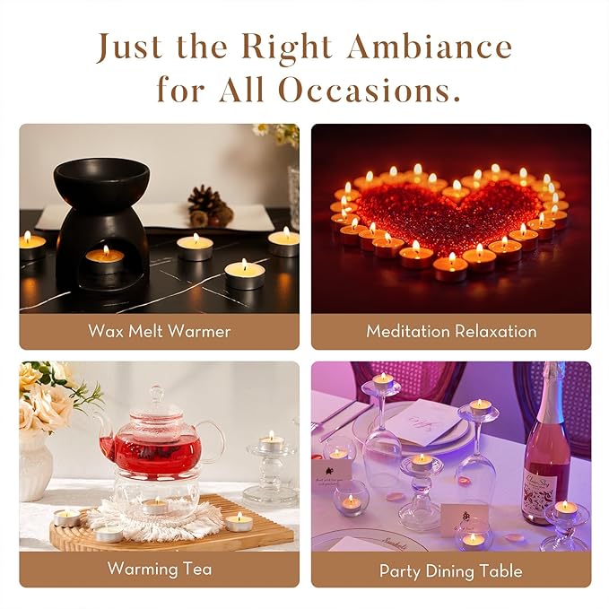 Unscented Palm Tea Lights Candles 50 Pack Bulk, 4.5 Hours Long Burning White Tea Lights,Non-Paraffin, Smokeless, Mini Tealight Candles for Wedding, Christmas Lights, Party, Power Outages