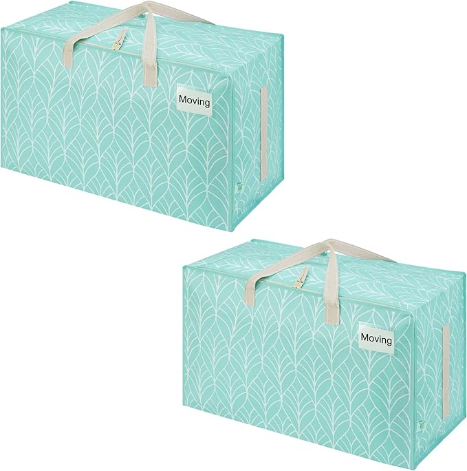 VENO 2 Pack Extra Large Heavy Duty Moving Bags with Wide Opening & Reinforced Handles, Reusable Storage Tote Bags with Strong Zippers for Clothes, College Dorm Essentials & Moving Supplies