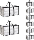 8 Pack-Extra Large Heavy Duty Moving Bags - Waterproof Storage Totes with Handles & Zippers, Foldable for College Dorm, Storage (Clear)