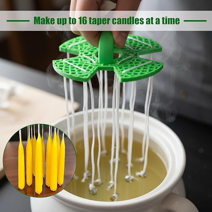 Candle Making Tools, Taper Candle Dipping Tool, Taper Dipper for Efficient DIY 16 Candles Making | Reusable Rack Ensures Uniform Wax Coating & Easy Dipping/Drying