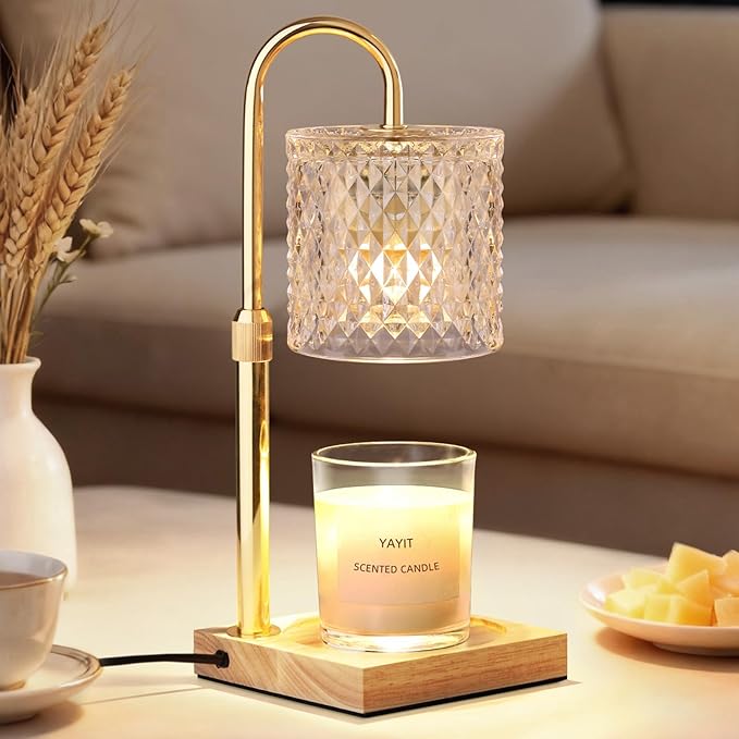 Candle Warmer Lamp with Timer Dimmer Adjustable Height, Candle Warmer with 2 Bulbs for Jar Candles, Home Decor, for Women Birthday