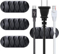 BEADNOVA Cord Organizer Cable Organizer Cable Clips Cord Holder for Desk Management Wire Holder Clips for Computer Desk (Black, 4 pcs)
