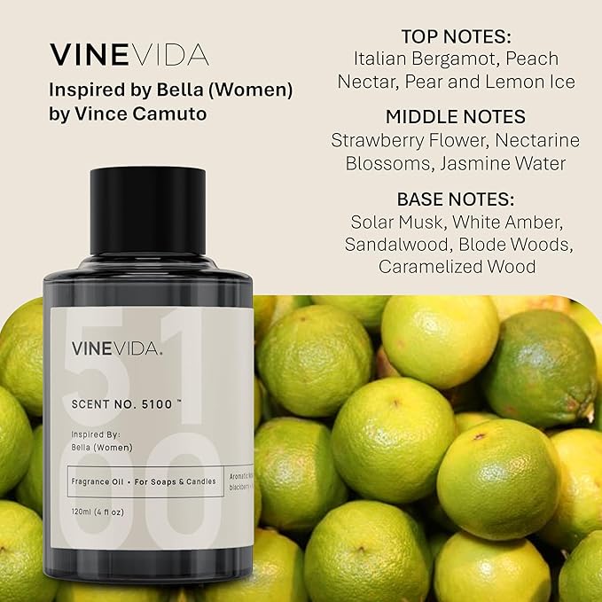 VINEVIDA [10mL] Bella (Women) Fragrance Oil for Candle Making - Natural Candle Oil Scents - Soap Making Essential Oil - Made in USA