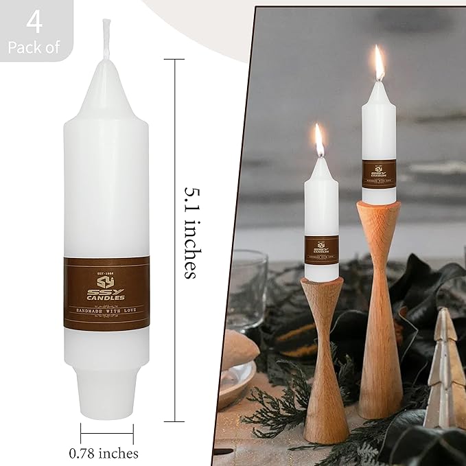 5 Inch White Spell Candles Short Taper Candle Vigil Candle Chime Candles 4 PCS for Religious Faith Prayer and Meditation