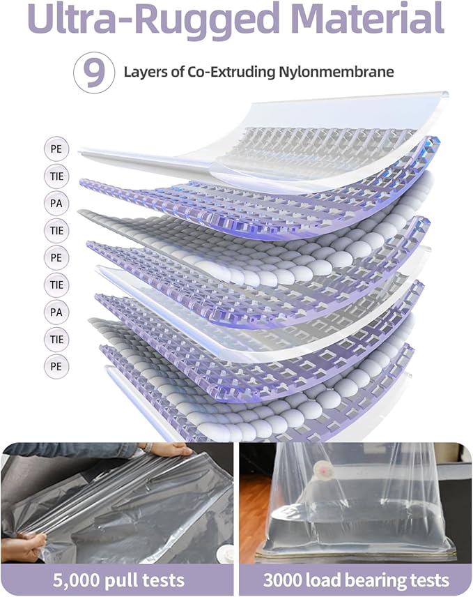 Vacuum Storage Bags for moving, Vacuum Seal Bags for Memory Foam, Latex, Clothing & Bedding, Space Saver Bags for Organization and Storage (Jumbo)