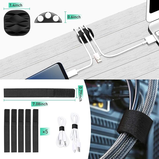 ENONCI Updated Cable Raceway Kit - 77 (5x15.4) Inch Open Slot Wire Covers for Cords, Under Desk Cable Management System to Hide Under Desk/Tv/Computer/Net/Power Cords, (Pack 5)