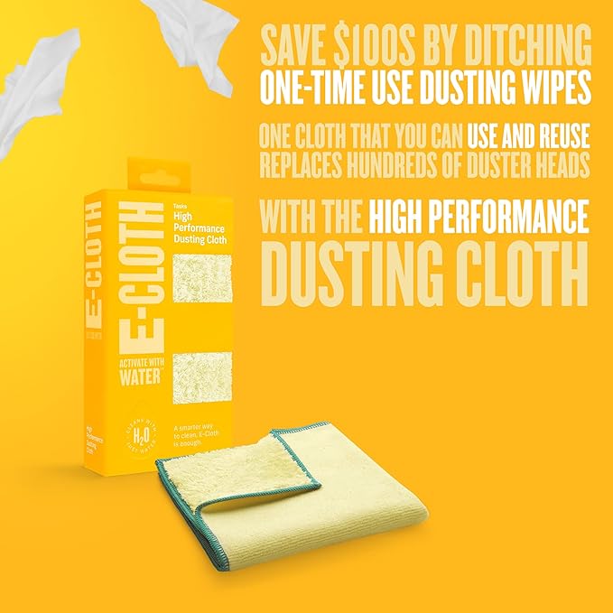 E-Cloth High Performance Dusting Cloth, Reusable Premium Microfiber Cloth for Dusting, 100 Wash Guarantee, 5 Pack