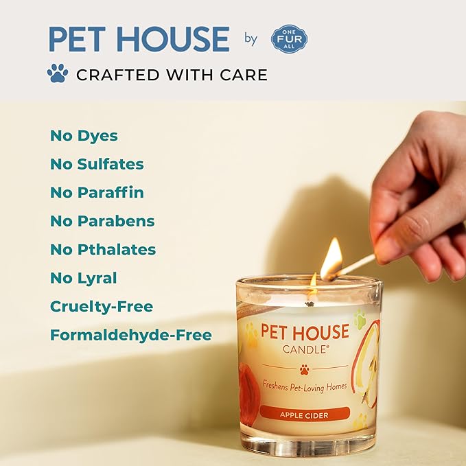 Pet House Candles, Plant-Based, Clean Burning, Long Lasting Pet Friendly Candles for Home - Mediterranean Sea, 2 Pack