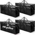 4 Pcs 169 Gallon Extra Large Moving Bags Heavy Duty Storage Bag with Strong Zipper Handle Foldable XXL Jumbo Storage Tote Packing Moving Box for College Dorm Travel Cloth Duffle (Black)