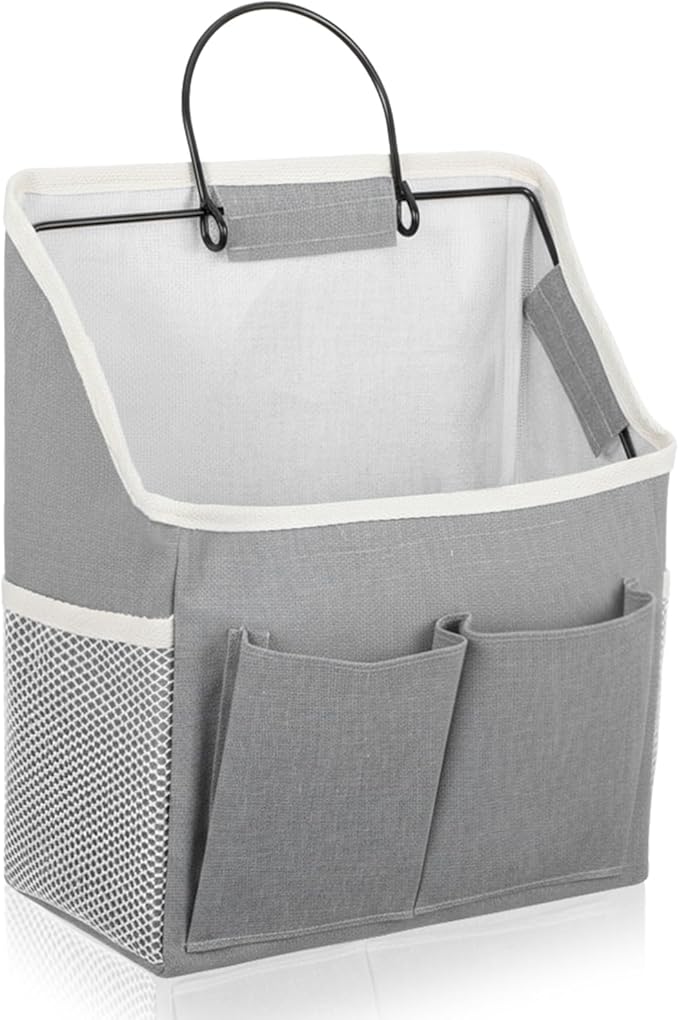 Wall Hanging Storage Bag Cotton Linen Hanging Storage Basket with Pockets Over the Door Organizer Wall File Organizers Desktop Organizer Basket For Kitchen Bedroom Bathroom Office Camper