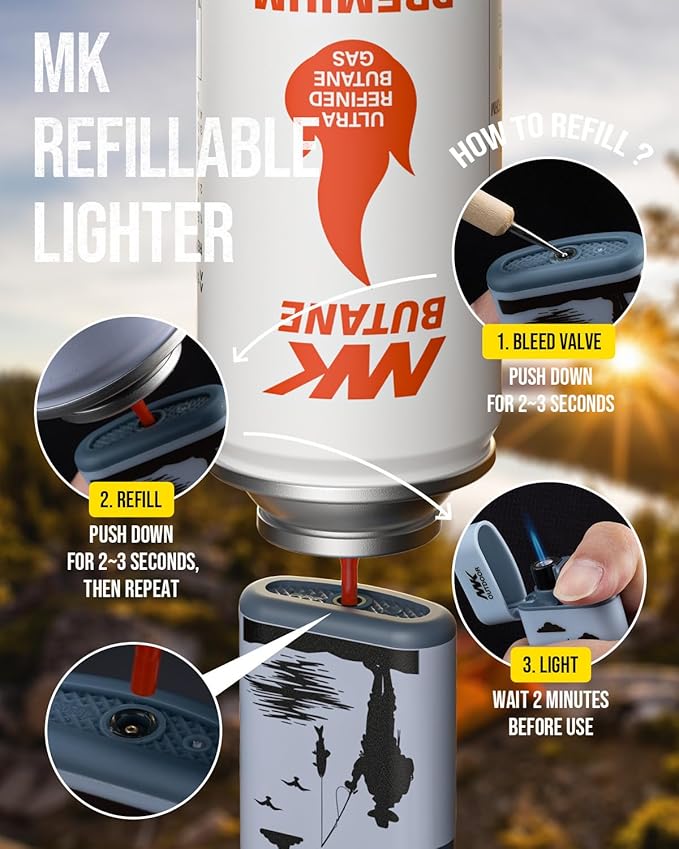 MK Lighter 5-Pack Torch Flame Pocket Lighters, Refillable and Multipurpose, Ideal for Candles, BBQ, Camping, and Everyday Use (Wild Spirit-5PC)