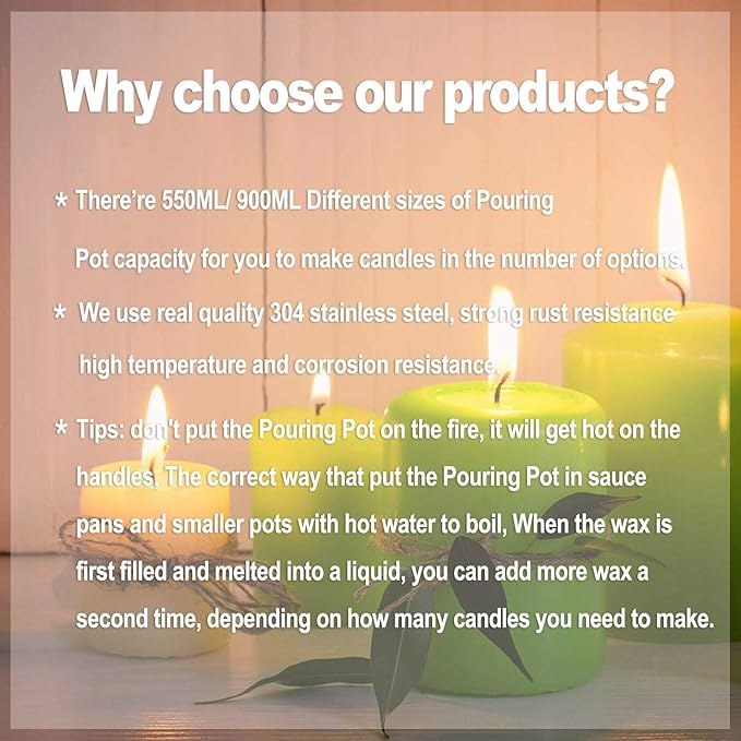 DINGPAI Candle Making Supplies, DIY Candles Craft Tools Including Candle Make Pouring Pot, Candle Wicks, Candle Wicks Sticker, 3-Hole Candle Wicks Holder, Candle Tins and Spoon