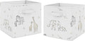 Sweet Jojo Designs Jungle Safari Animals Foldable Fabric Storage Cube Bins Boxes Organizer Toys Baby Taupe Black and White Gender Neutral Elephant Giraffe Wildlife Adventure Zebra Serengeti - Set of 2