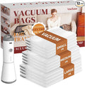Vacbird Travel Vacuum Storage Bags with Rechargeable Cordless Pump, 12 Pack Vacuum Seal Bags for Clothing(4 Large+4 Medium+4 Small), Compression Packing for Clothes Suitcase Luggage Blanket Pillows