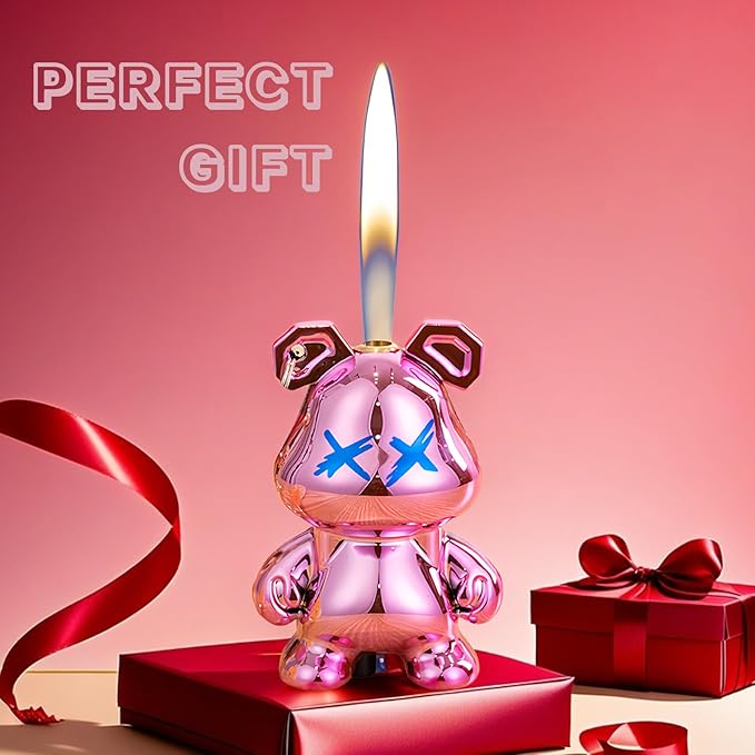 Cute Animal Soft Flame Lighter Cool Creative Design Lighters Butane Refill，Kawaii Cartoon Lighter Accessories，Unique Keychain Lighters for Women Birthday Candles BBQ (Without Butane Gas） (16)