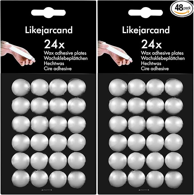 48 Pieces White Adhesive Small Candles, Accessories Candle Wax Dots- Adhesive,Wax Sticky Dots,Candl Accessories (48)