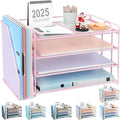 gianotter 4-Tier Paper Organizer With Magazine Holder, Desk Organizers and Accessories, Desk Accessories & Workspace Organizers, File Organizer for Office Supplies Storag (Pink, 4-Tier)
